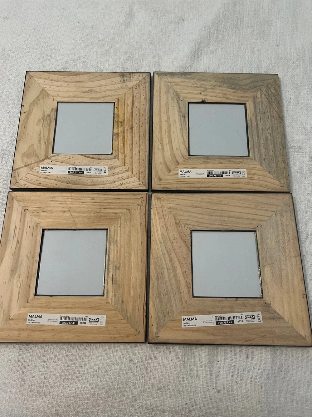 IKEA Malmo Set of 4 Black Square Wall Mirrors 10x10 inches